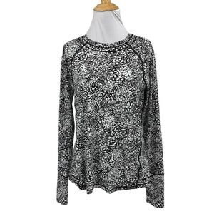 Athleta Top Womens S Small Black White Pacifica Illume UPF Relaxed Raglan Sleeve